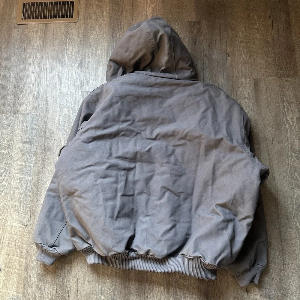 Vintage 90s Y2K J130 ARG Carhartt Sandstone‎ Duck Active Jacket Army Gray 3XL